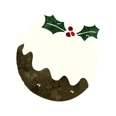 retro cartoon chirstmas pudding