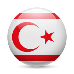 Round glossy icon of Northern Cyprus