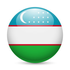 Round glossy icon of Uzbekistan
