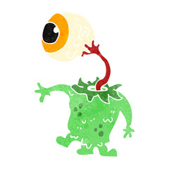 retro cartoon funny monster