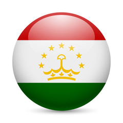 Obraz premium Round glossy icon of Tajikistan