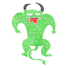 retro cartoon funny monster