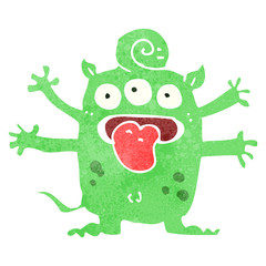 retro cartoon funny monster