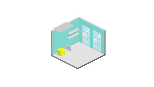 Flat 3d isometric office concept. Web style modern info graphics with digital office workplace.mothion graphic. 