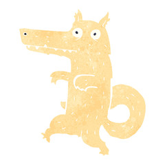 retro cartoon running wolf