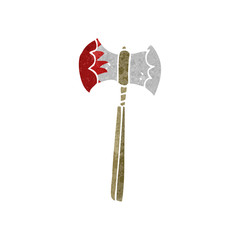 retro cartoon bloody axe