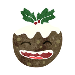 christmas pudding retro cartoon
