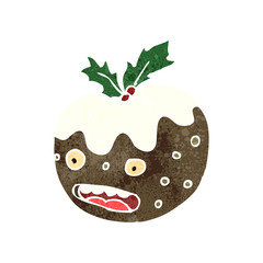 christmas pudding retro cartoon