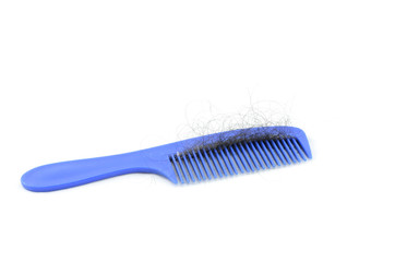 blue comb with hairfall isolated white background