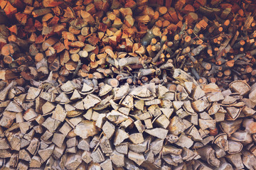 Pile of firewood, Vintage effect