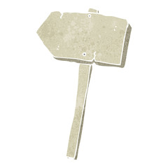 retro cartoon blank sign post
