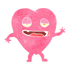 retro cartoon funny love heart character