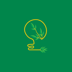 creative bulb green leaf vector illustration