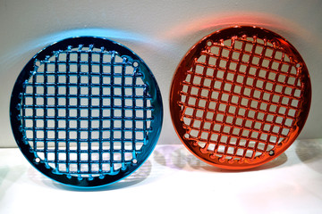 Glare of round steel grating.