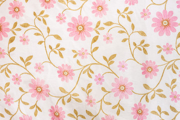 Fototapeta na wymiar texture, print and wale of fabric in beautiful floral pattern