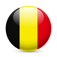Fototapeta premium Round glossy icon of Belgium
