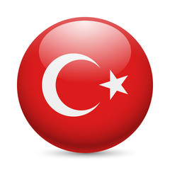 Round glossy icon of Turkey