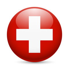 Obraz premium Round glossy icon of Switzerland