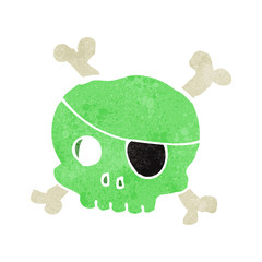 retro cartoon spooky pirate skull