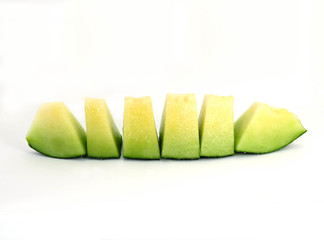 Melon slice isolated on white background