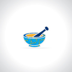 creative mortal and pestle concept vector illustration 