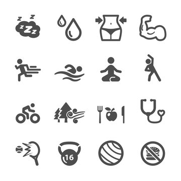 healthy and fitness icon set, vector eps10