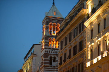 Bells in tower in twilight