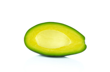 Half Avocado fruit isolated on white