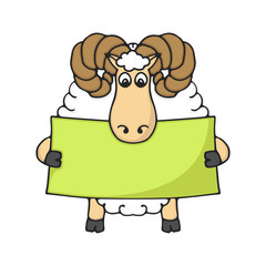 Cute hand sheep with blank banner