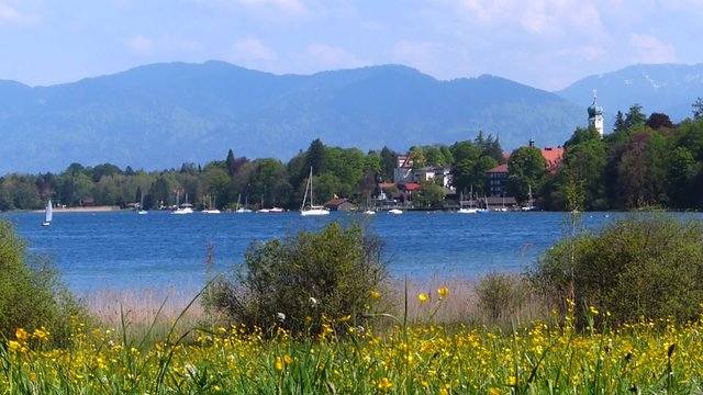 Town of Seeshaupt on Lake Starnberg, Upper Bavaria, Bavaria, Germany