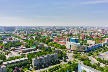 Fototapeta na wymiar Aerial view on Melnikayte street. Tyumen. Russia