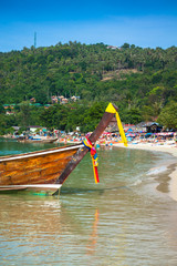 Long boat and tropical beach, Andaman Sea,Phi Phi Islands,Thaila