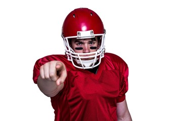 American football player finger pointing
