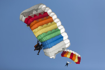 Paraglider flying in summer day