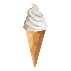 low-poly polygon ice cream cone - 88675821