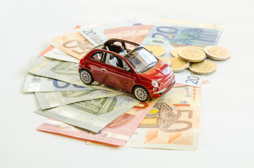 red car and money