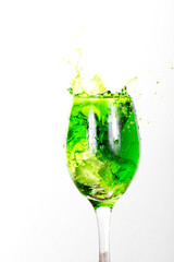 Chilled glass of Green wine