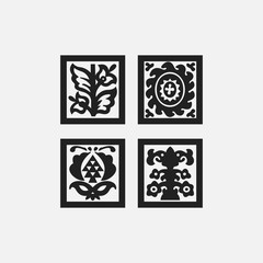 Set of 4 multi-component pattern ornament abstract