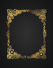 Vintage photo frame border gold on black