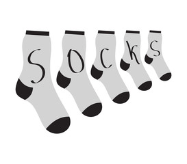 cotton socks monochrome white on black