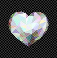 Transparent low poly heart like a diamond shining translucent - 88679659