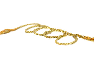 golden rope isolated on white background