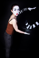 Woman mime performing focus