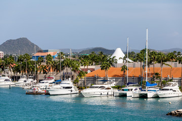 Fototapeta na wymiar White Yachts in Aruba