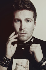 man on a black background