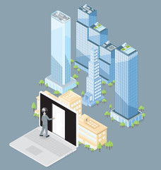 Vector 3d Flat Isometric Office Building