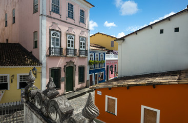 Brazil, Salvador, foreshortening of the Pelourinho houses 