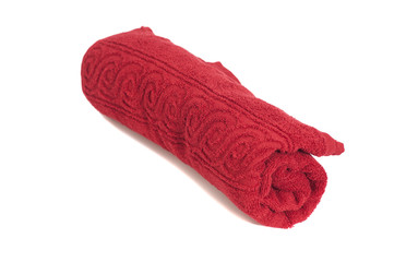 Red towel isolated on white background