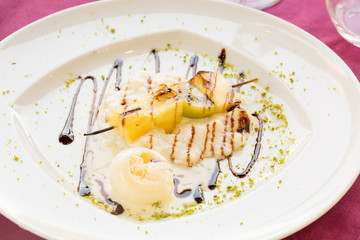 Grilled tropical fruit on skewer