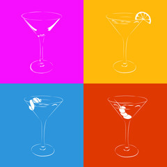 Set of the stylized martini glass in four variants. 